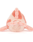 Plush toy resembling a cartoon character with a pink and white color scheme 