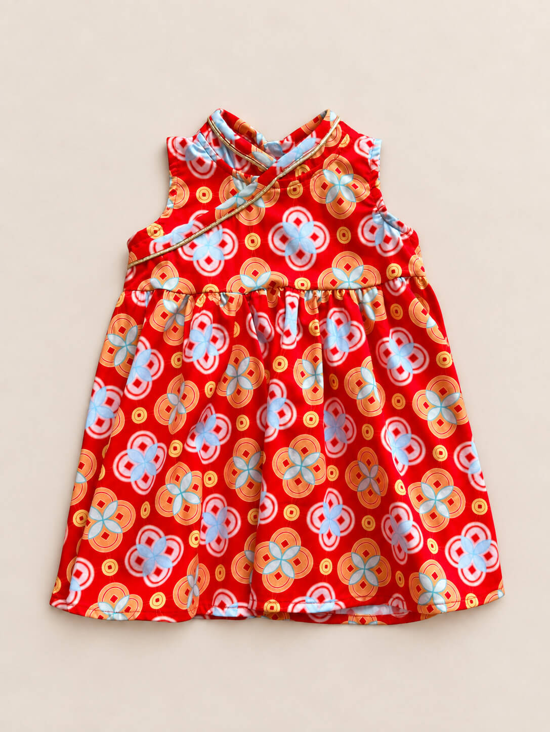 Flare Cheongsam - Red Lucky Coins