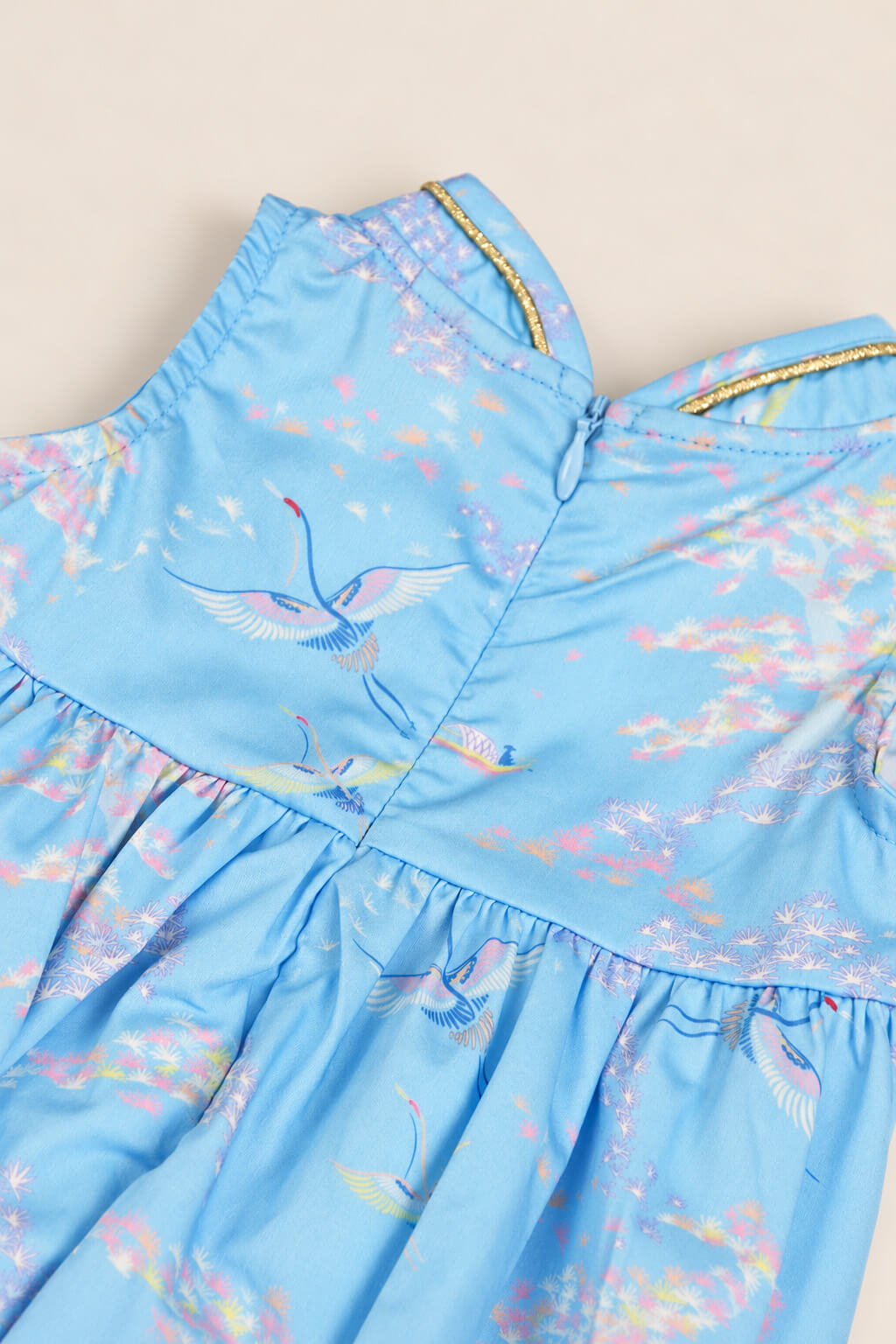 Flare Cheongsam - Blue Cranes