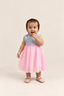 Flare Tulle Cheongsam - Pink Teal Mosaic