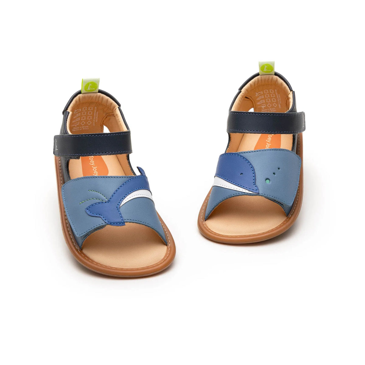 Sole and detail view of Tip Toey Joey Flipper Sandals in Denim / Blue Tang / Navy