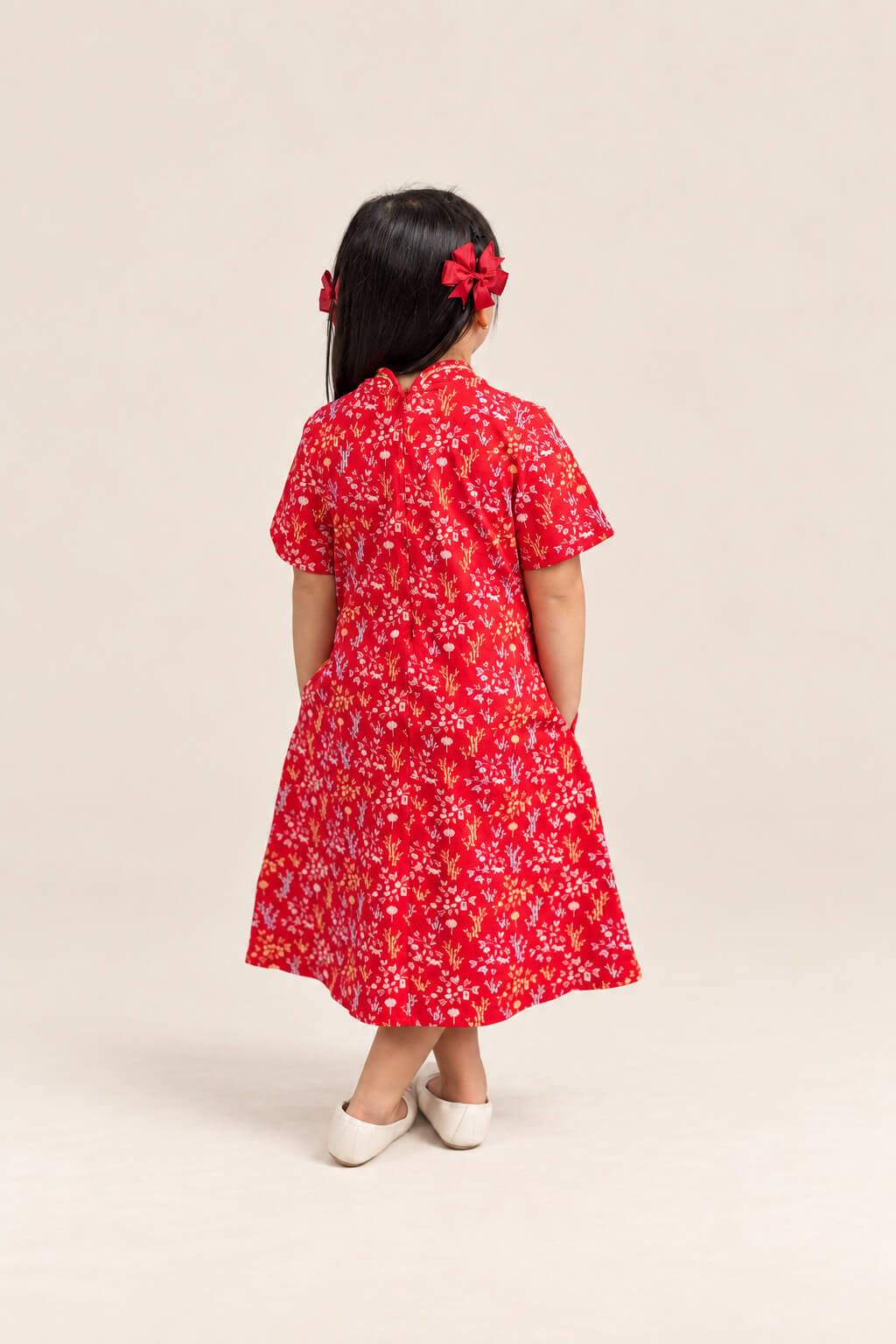 Jersey Wendy Cheongsam - Red Floral Bamboo