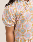 Giselle Cheongsam - Cream Lucky Coins closeup