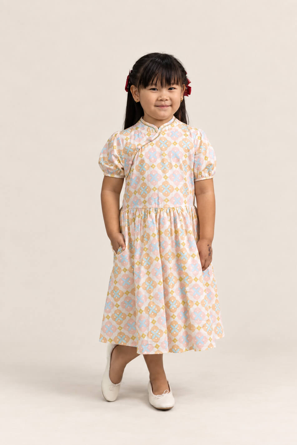 Giselle Cheongsam - Cream Lucky Coins