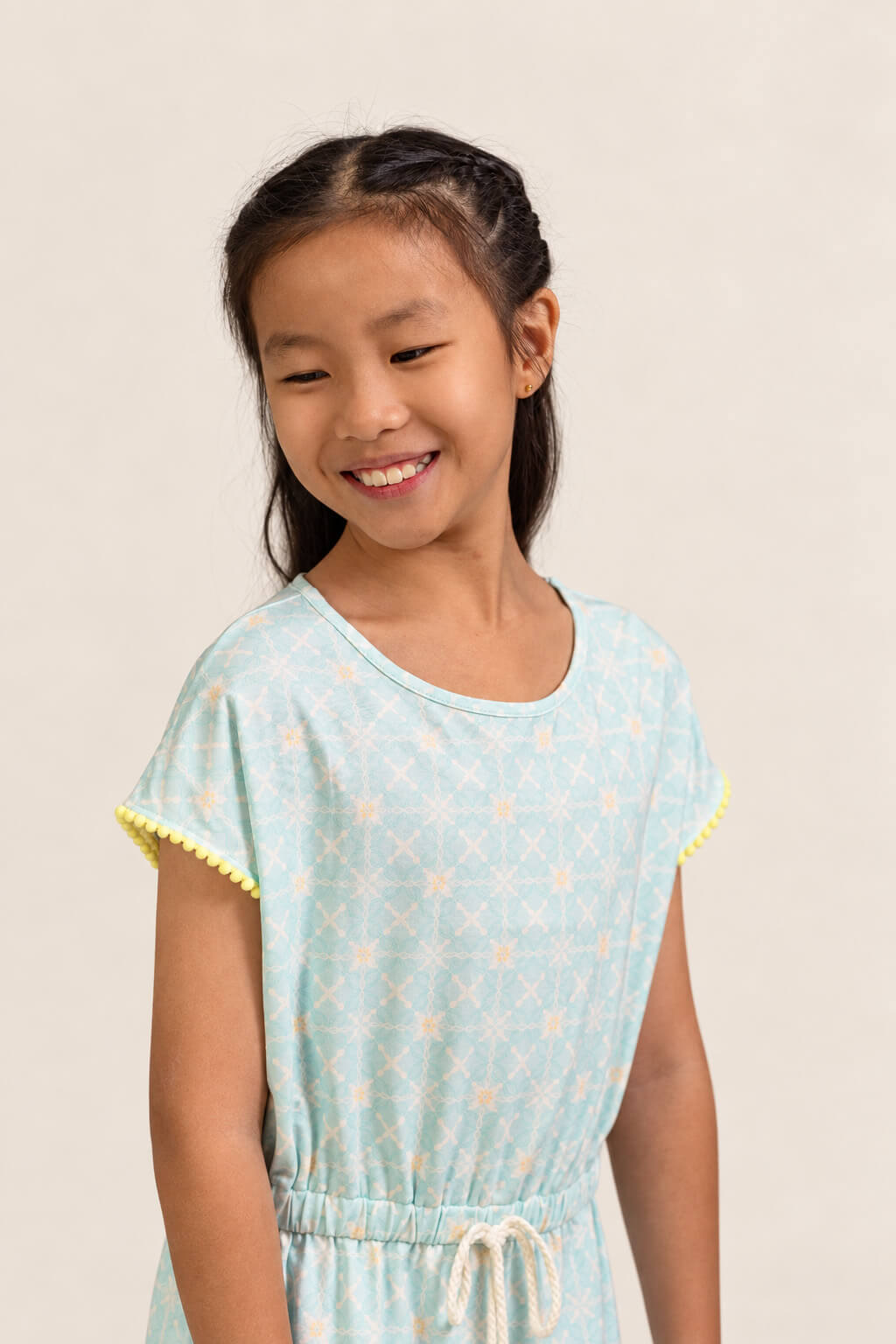 Hayley Dress - Teal Plaid Tiles