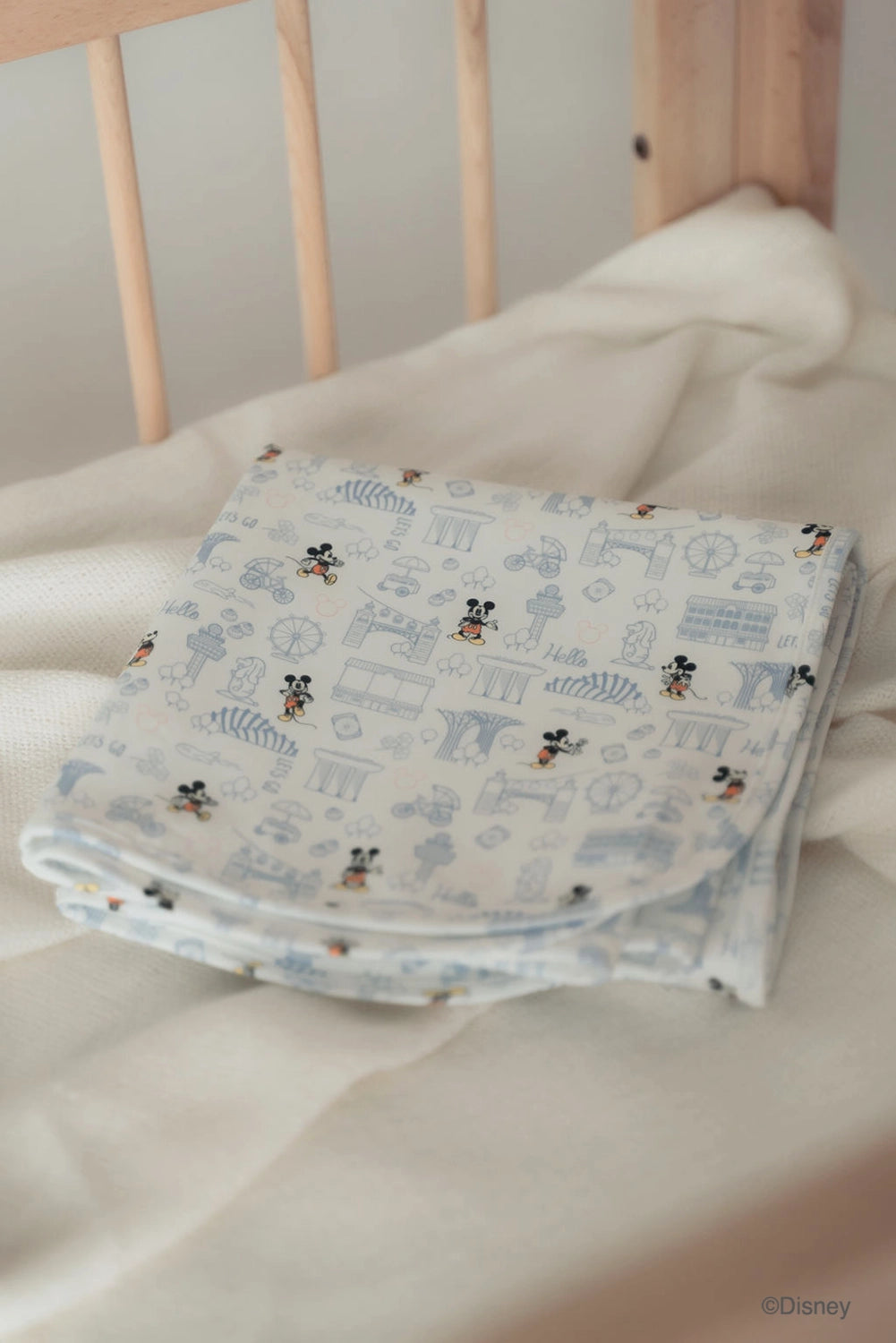 Jersey Blanket - Blue Hello Mickey folded