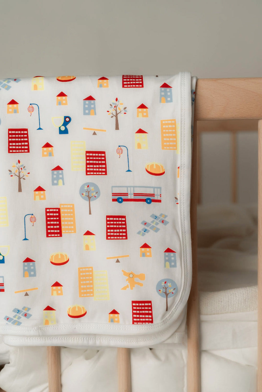Jersey Blanket home folded over cot