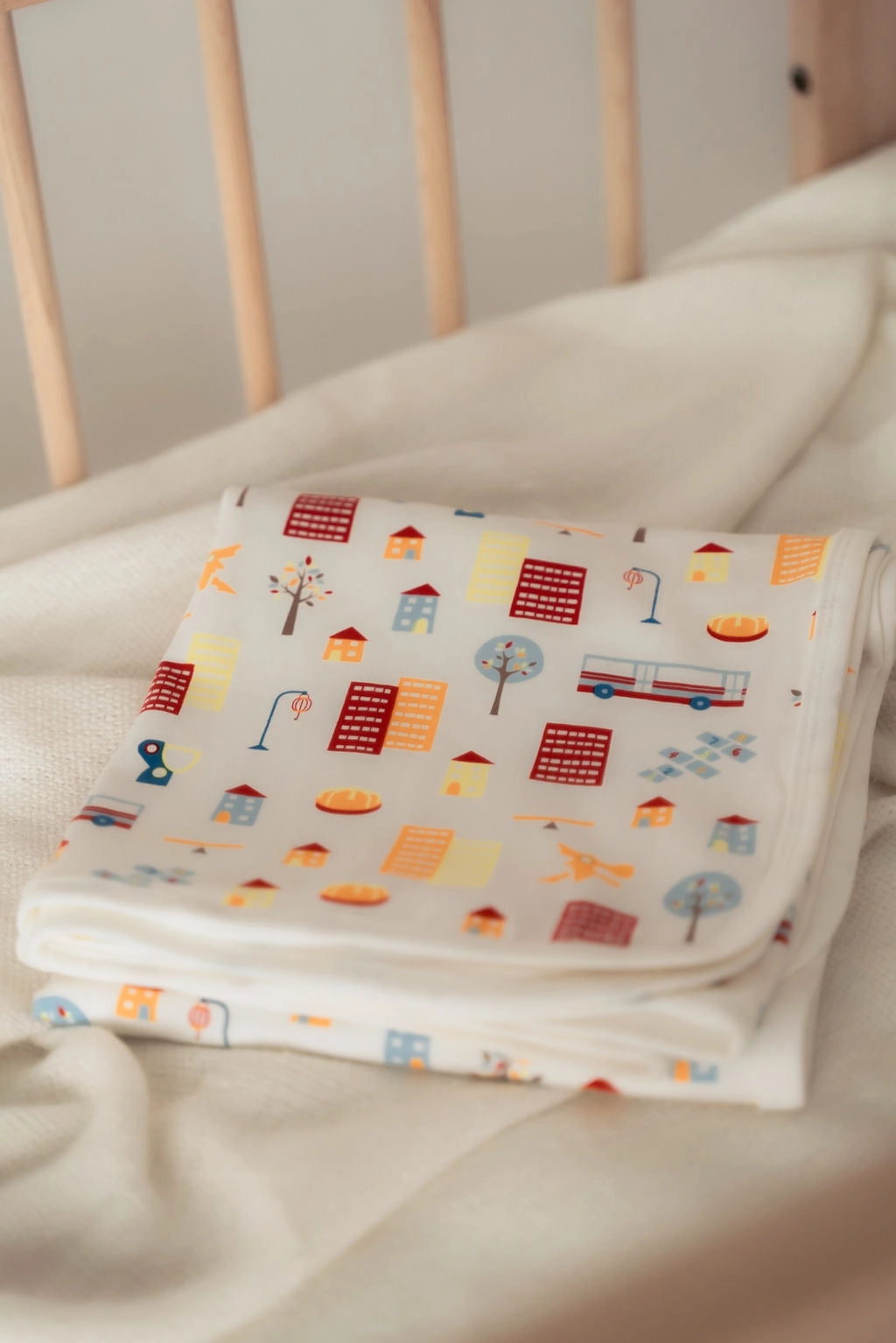 Jersey Blanket home folded over cot