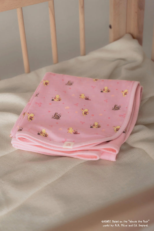Cotton Jersey Blanket - Pink Harvest Pooh