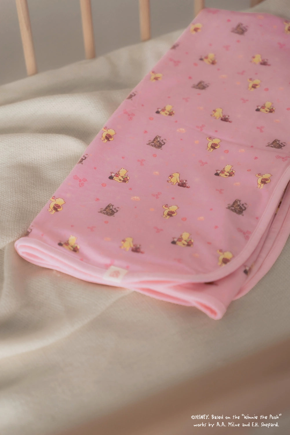 Jersey Blanket - Pink Harvest Pooh folded