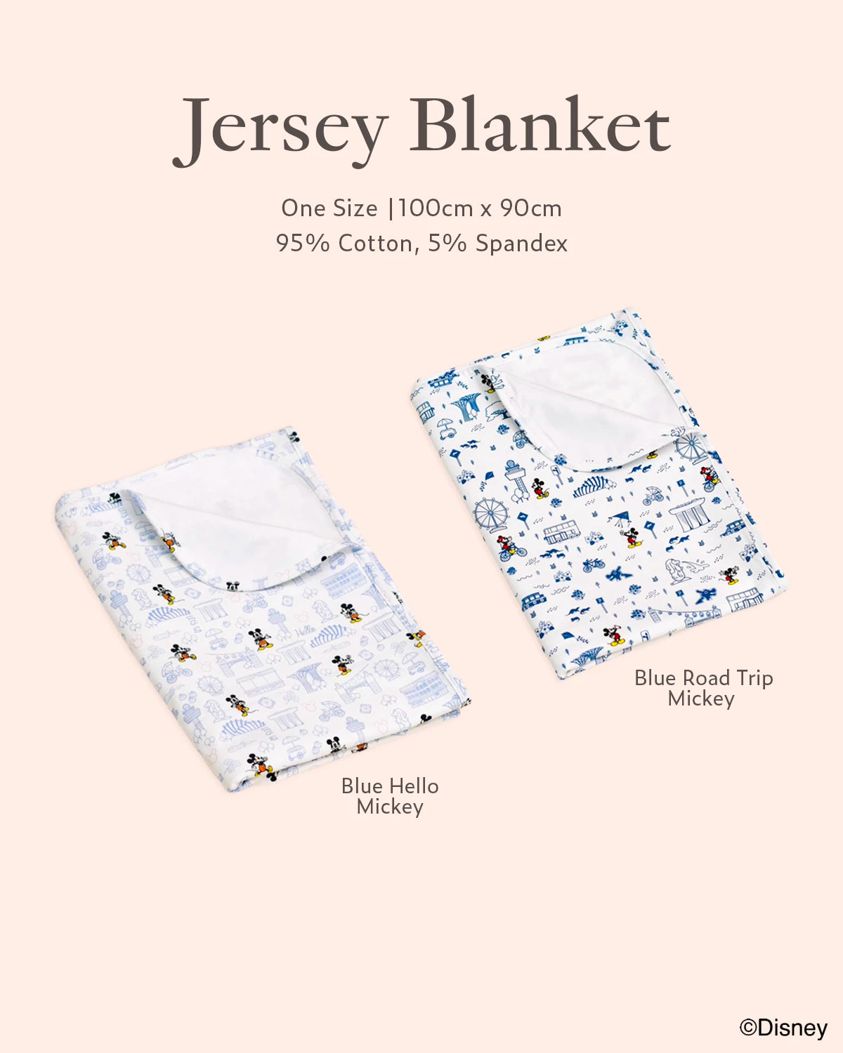 jersey blanket in blue hello mickey and blue road trip mickey design 