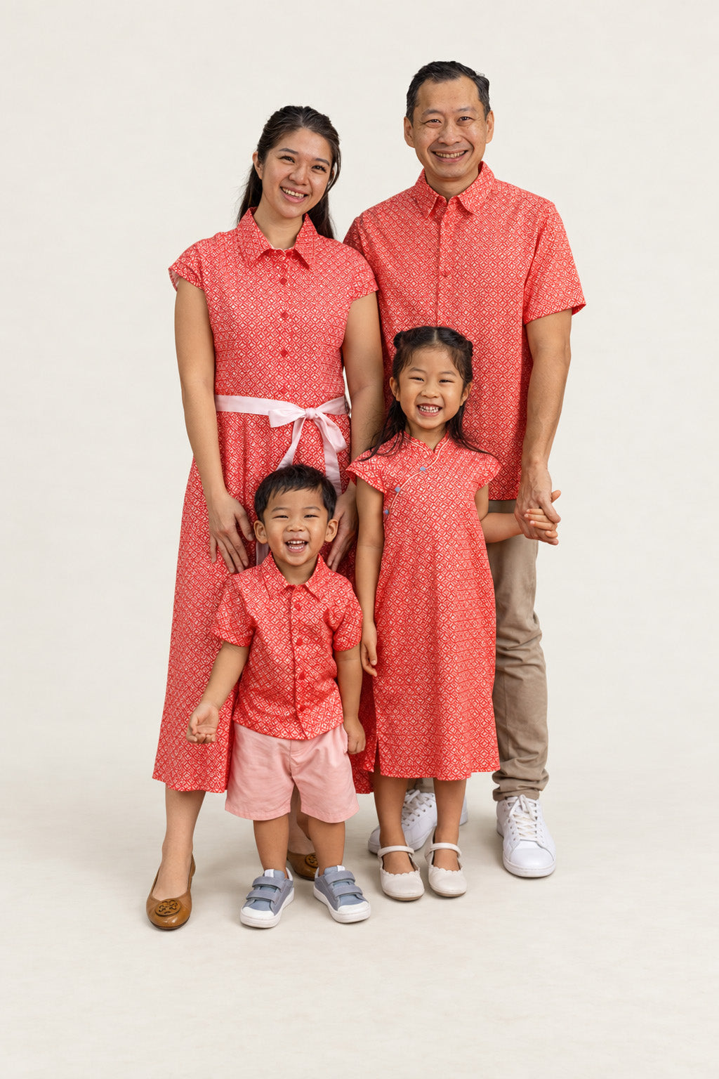 Peach Red Mosaic family set