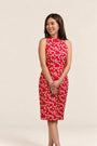 Ladies Heidi Cheongsam - Red Fans