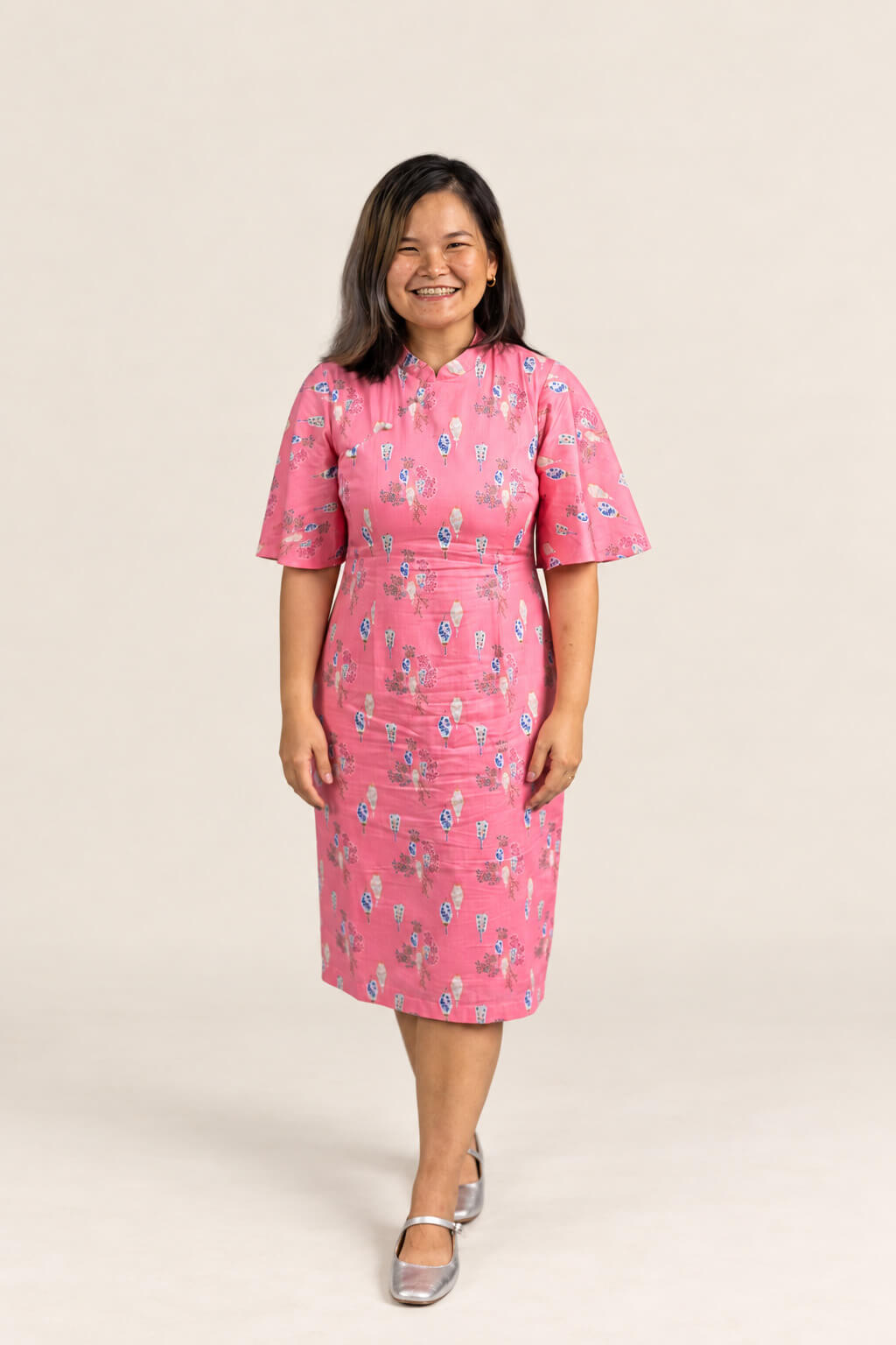 Ladies Renee Cheongsam - Pink Floral Lanterns