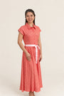 Ladies Shirly Dress - Peach Red Mosaic