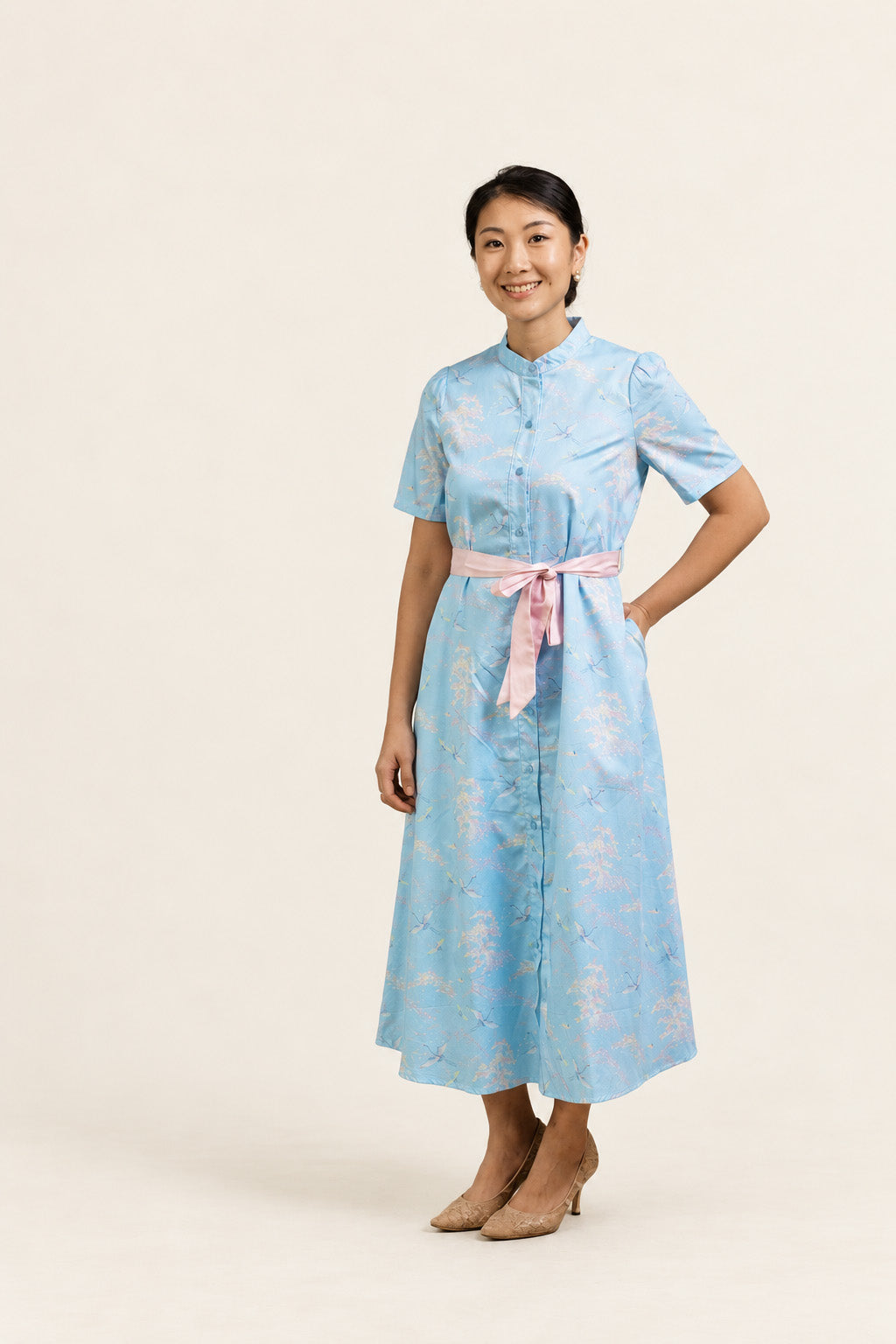 Ladies Sasha Dress - Blue Cranes