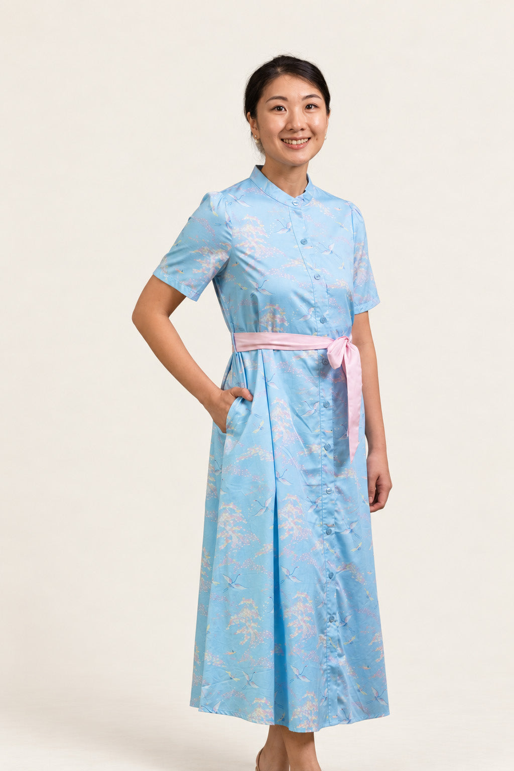 Ladies Sasha Dress - Blue Cranes