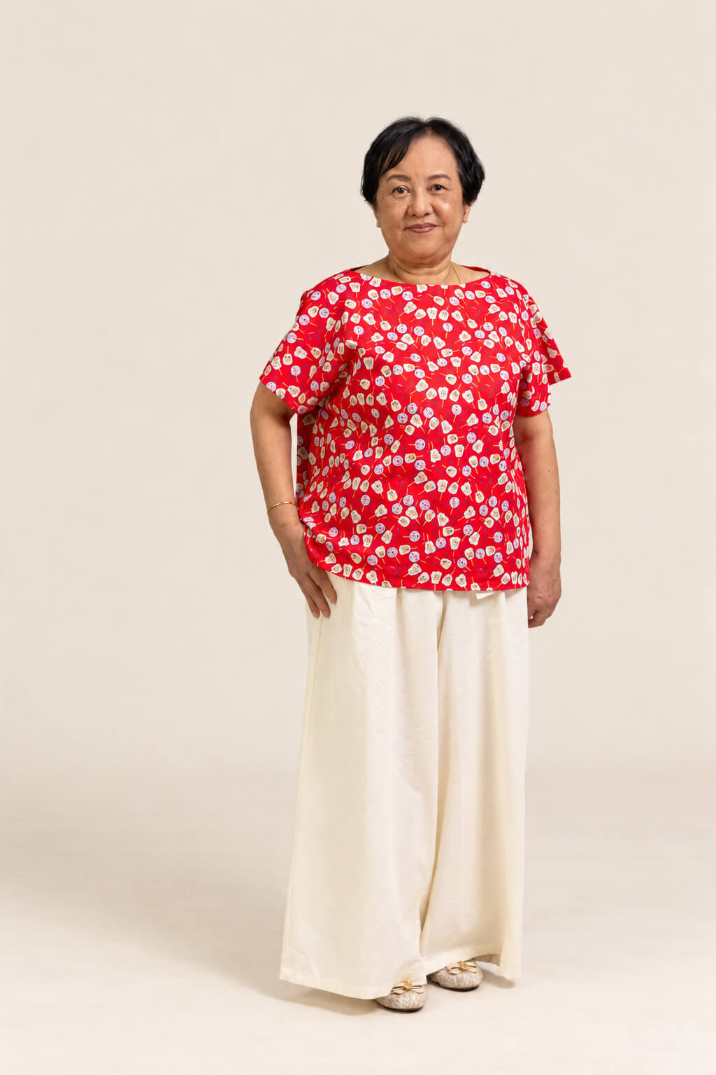 Ladies Becca Top - Red Fans