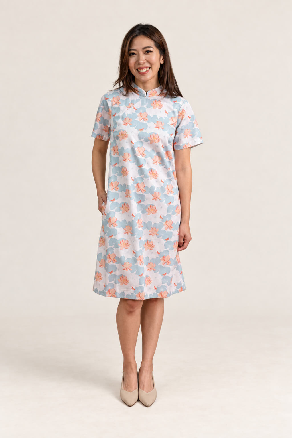 Ladies Wendy Cheongsam - Teal Lotus