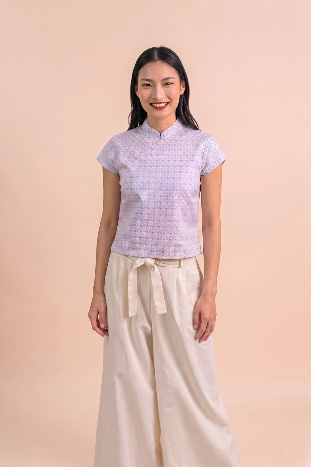 Ladies Alana Top - Pink Teal Mosaic