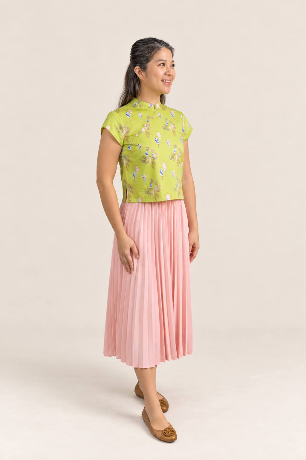 Ladies Alana Top - Yellow Floral Lanterns