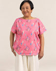 Ladies Becca Top - Pink Floral Lanterns