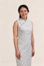 Ladies Mini Harper Cheongsam - Blue Fans