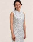 Ladies Mini Harper Cheongsam - Blue Fans