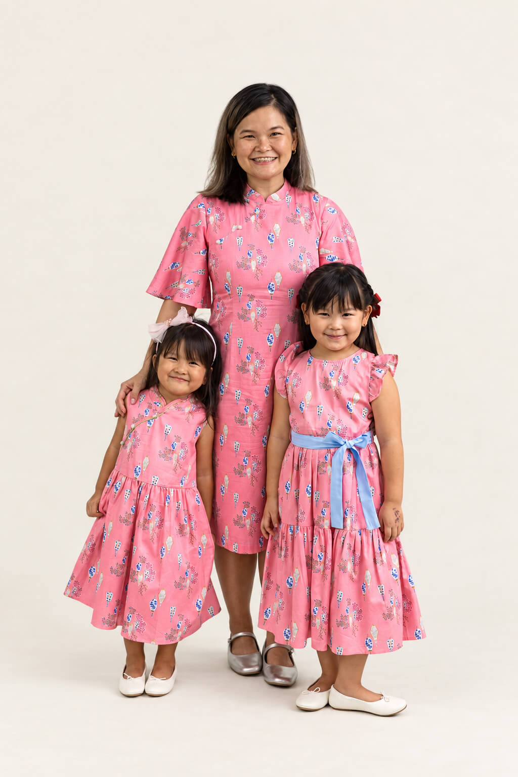 Ladies Renee Cheongsam - Pink Floral Lanterns