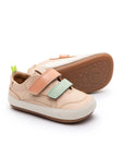Pair of Tip Toey Joey Landy Sneakers in Papaya Cream / Mint / Flamingo, baby first walker shoes