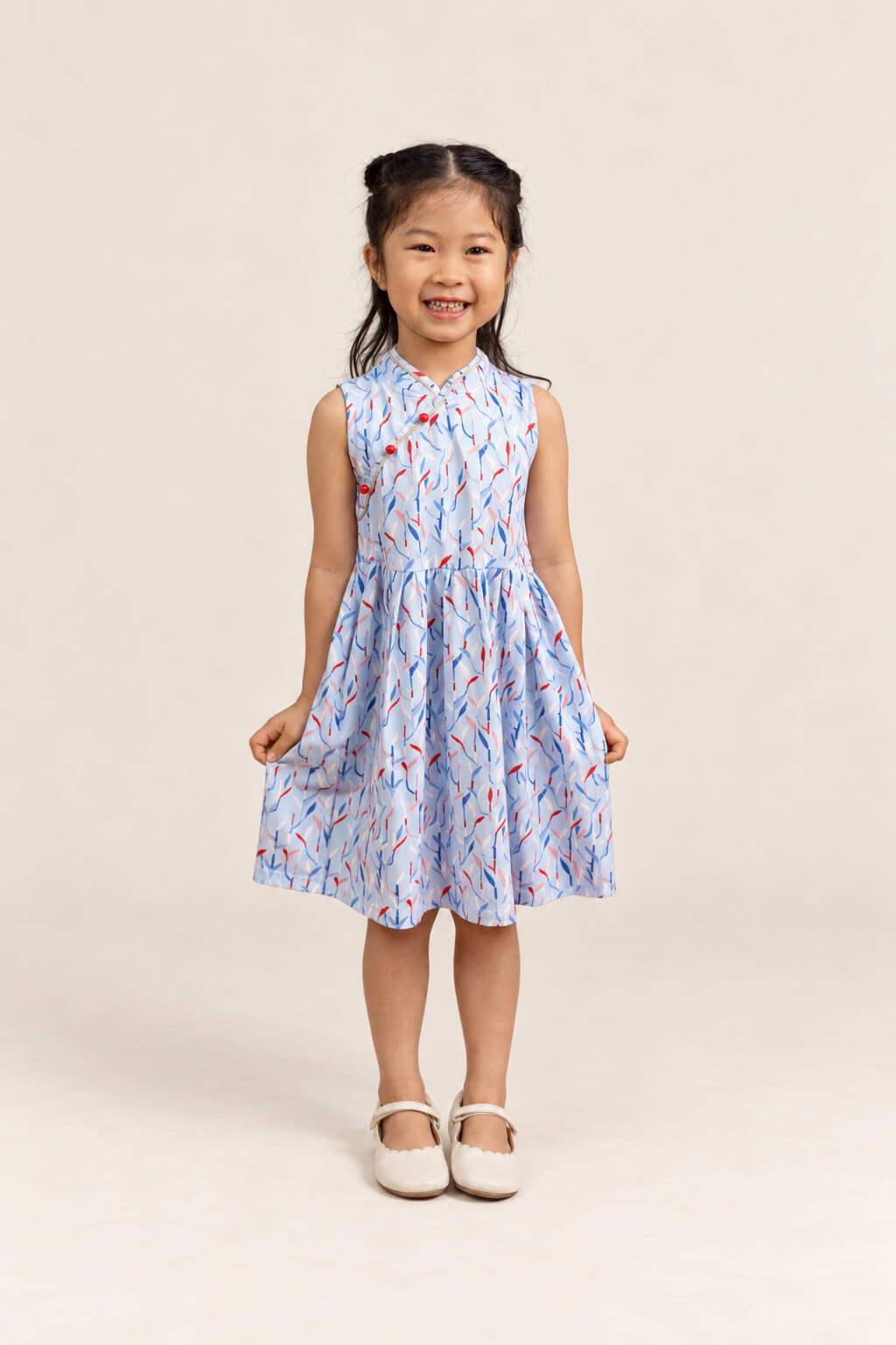 Jersey Luna Cheongsam - Blue Lucky Bamboo