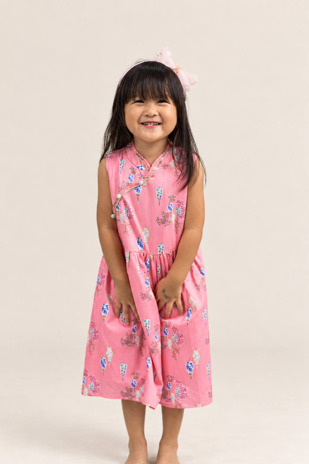Luna Cheongsam - Pink Floral Lanterns
