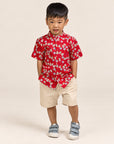 Mandarin-collared Shirt Red Fans