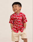 Mandarin-collared Shirt Red Fans