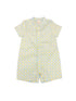 Mandarin-collared Romper - Yellow Blue Mosaic