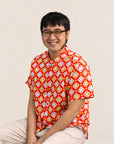 Men's Mandarin-collared Shirt - Red Lucky Coins