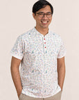 Men's Mandarin-collared Polo Tee - Zodiac Mahjong