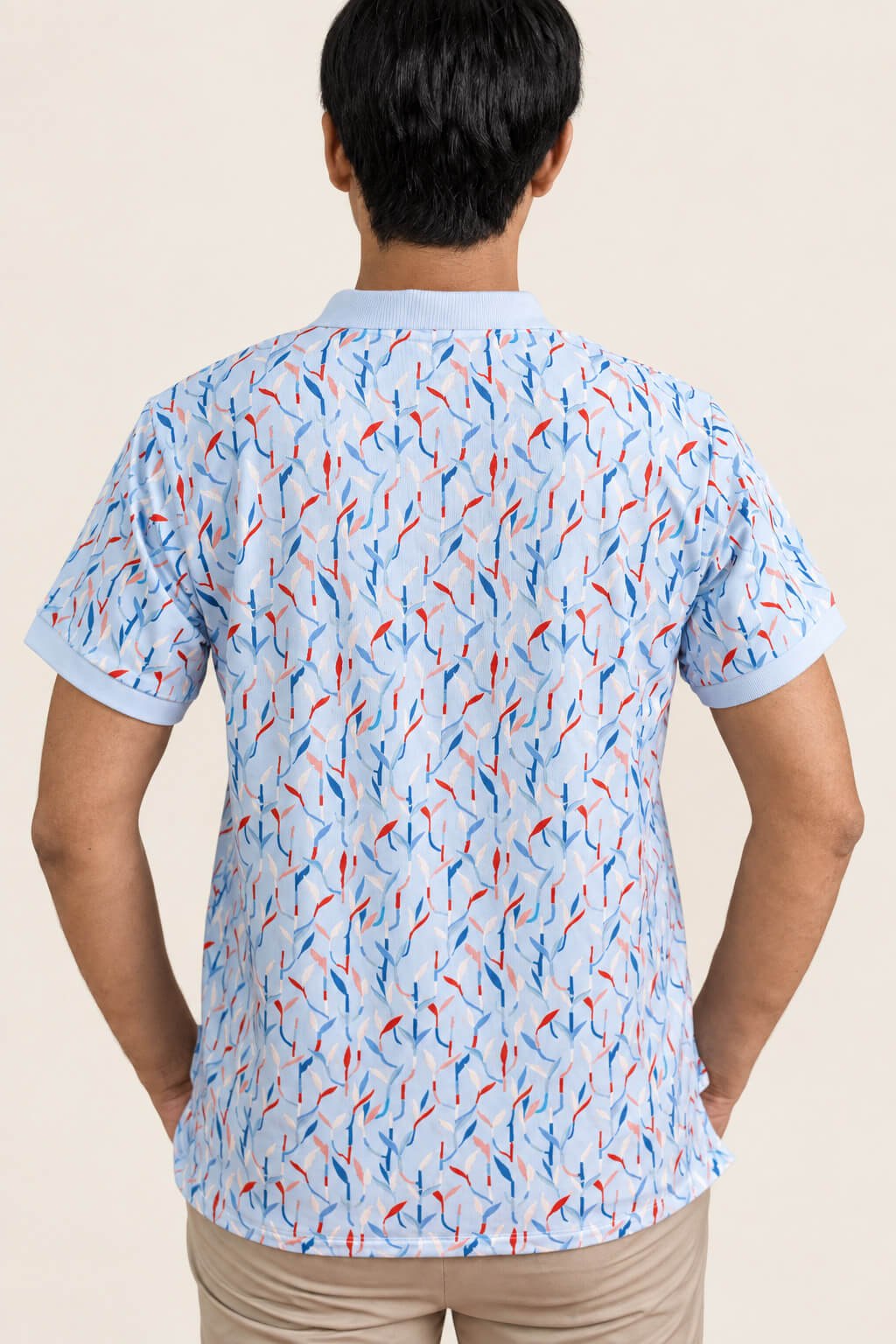 Men's Polo Tee - Blue Lucky Bamboo