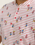 Men's Mandarin-collared Polo Tee - Firecracker Mickey