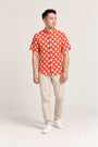 Men's Mandarin-collared Shirt - Red Lucky Coins