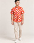 Men's Mandarin-collared Shirt - Red Lucky Coins