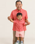 Little Man Shirt - Peach Red Mosaic