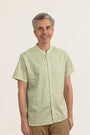 Men's Mandarin-collared Shirt - Yellow Blue Mosaic