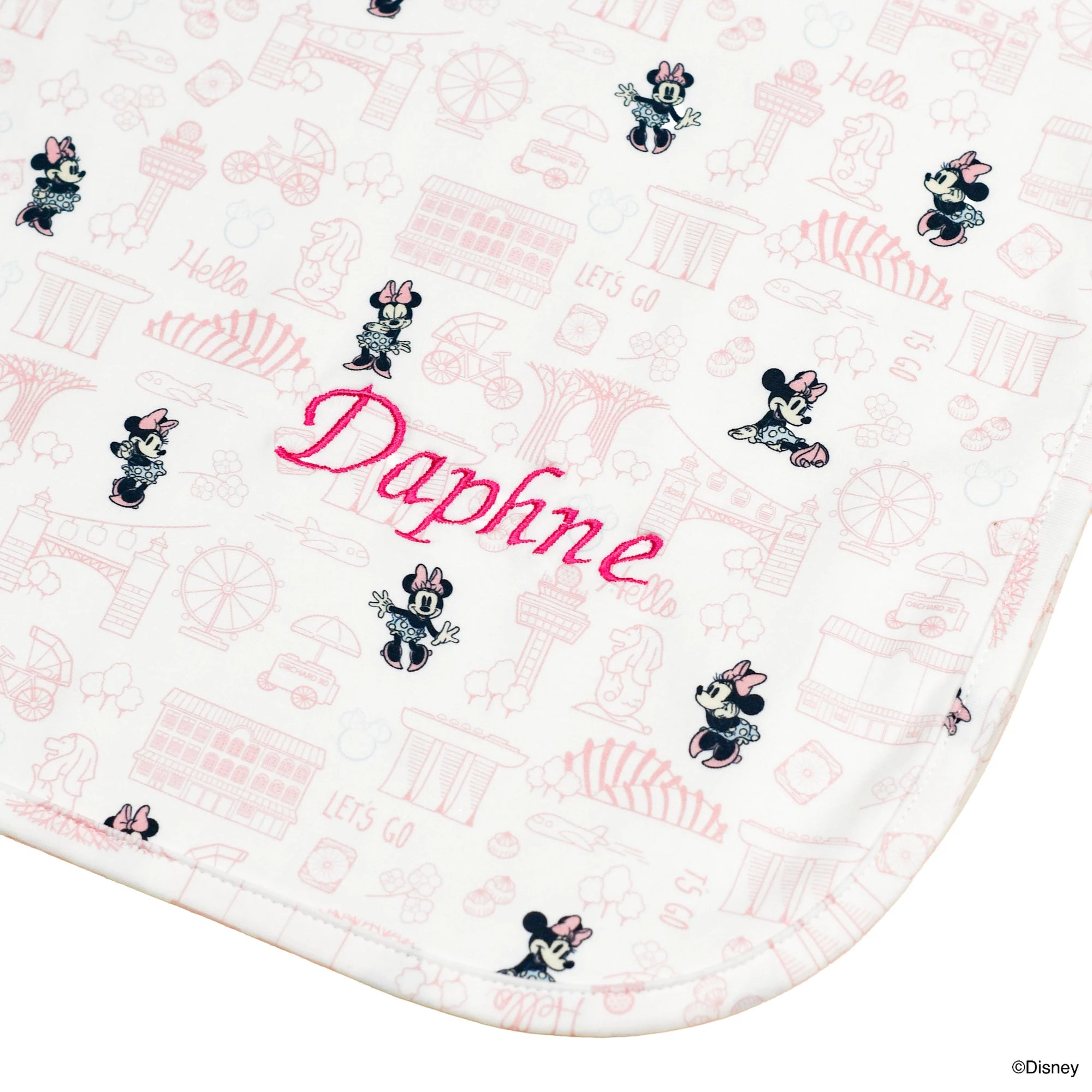 Jersey Blanket - Pink Hello Minnie - personalised embroidery 