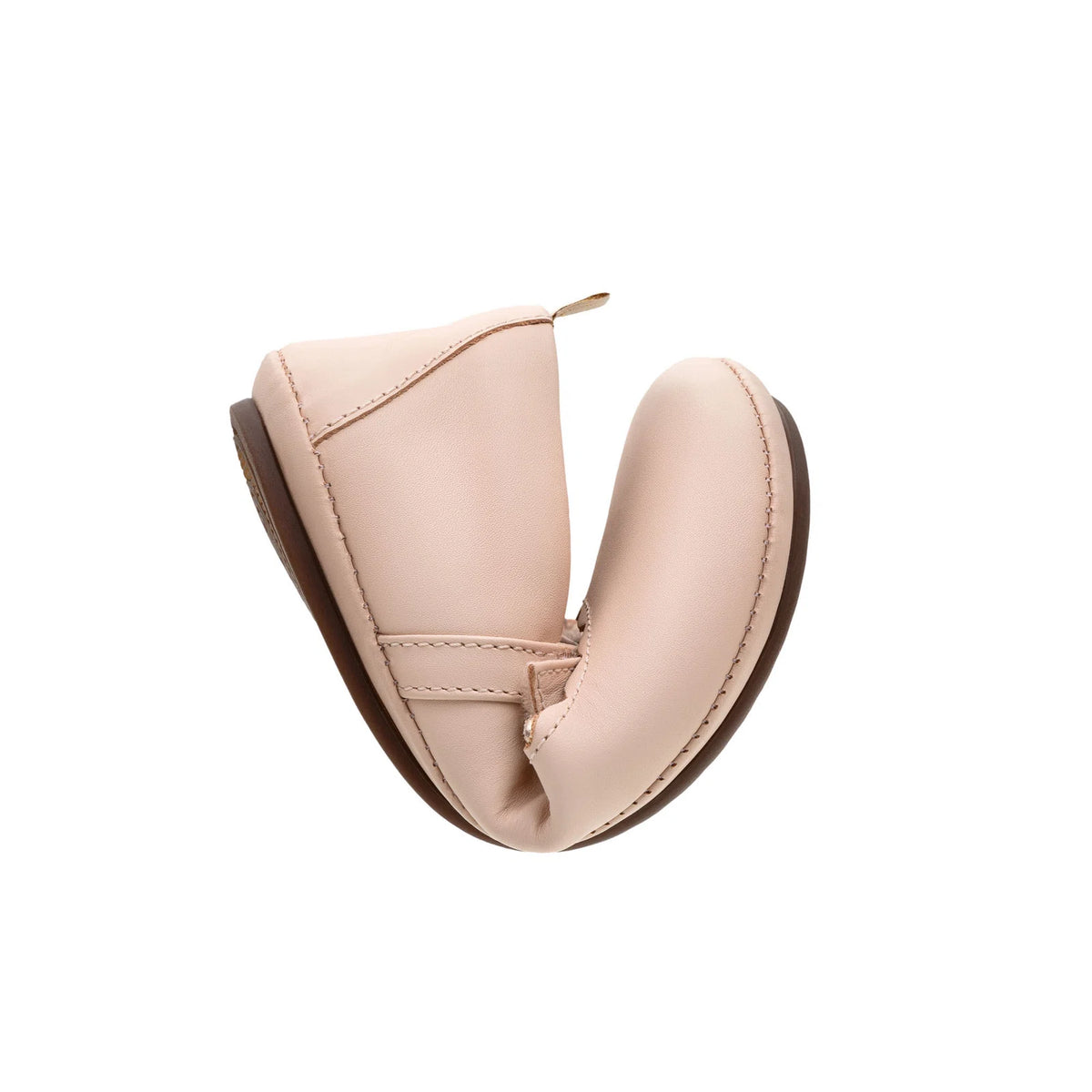 Top view of Tip Toey Joey Misty in Papaya Cream / Metallic Salmon
