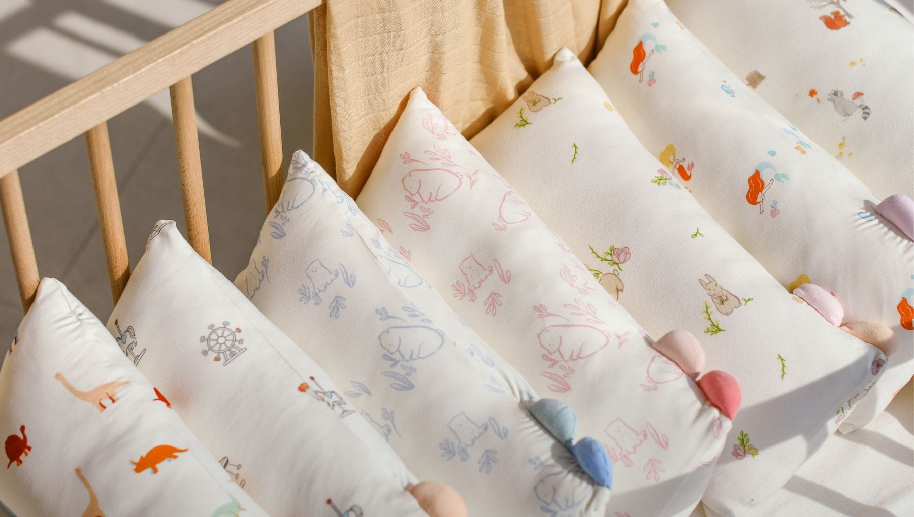 Baby pillows with animal print