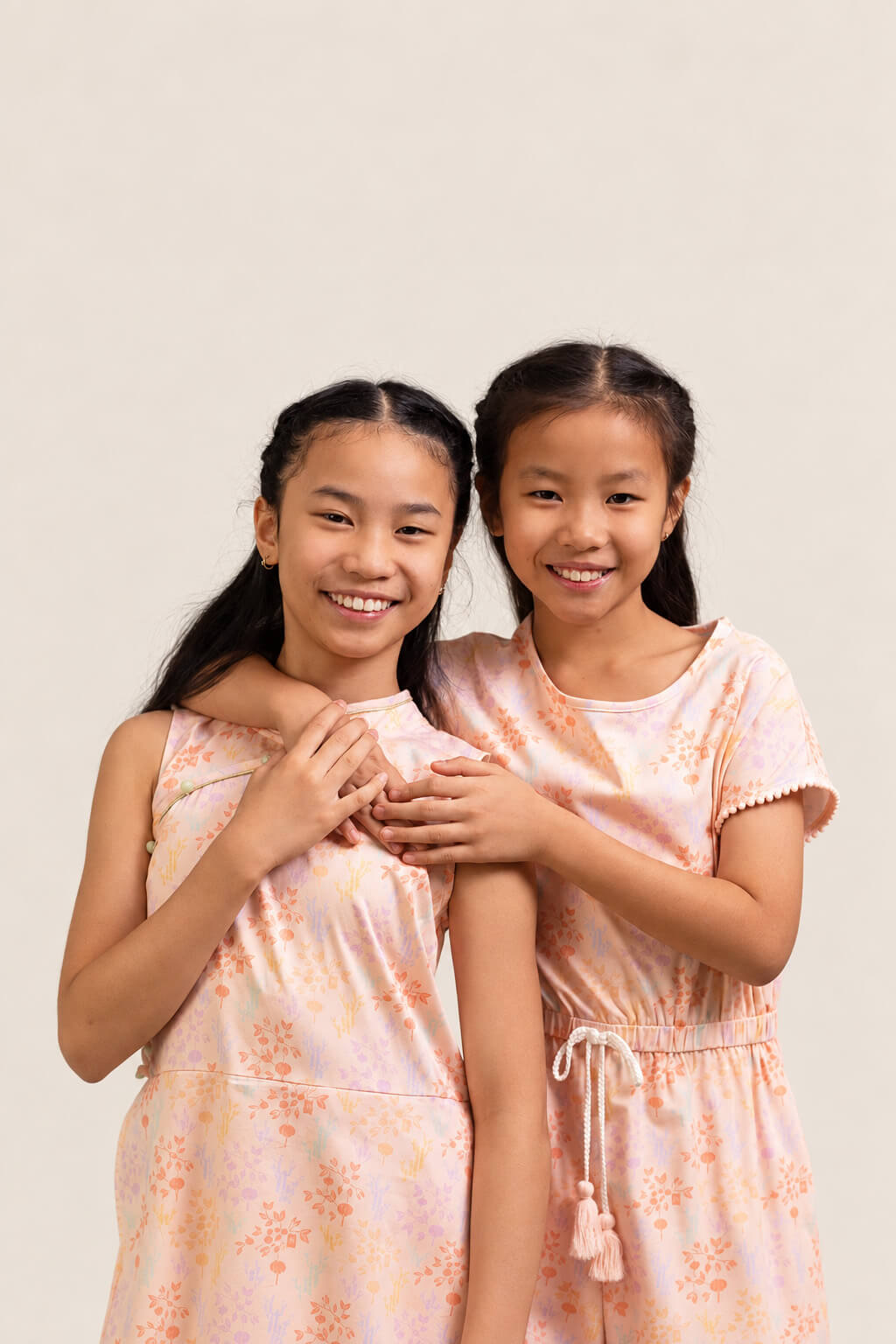 Wrap Cheongsam - Pink Floral Bamboo pair