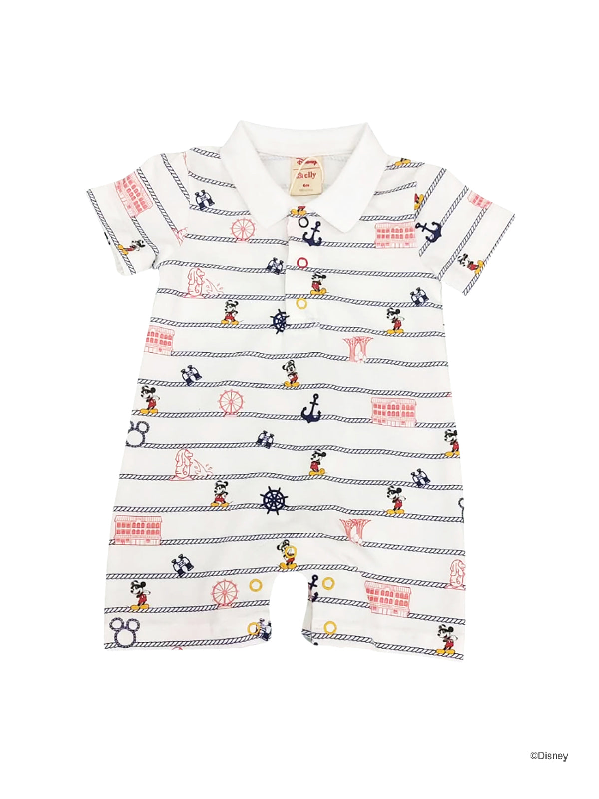 Short-Sleeve Polo Romper - Nautical Mickey
