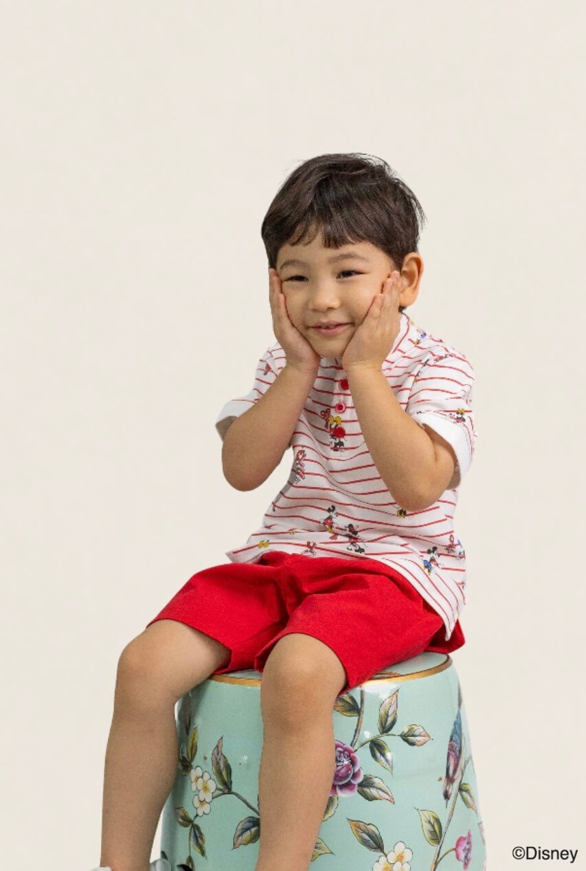 Mandarin-collared Polo Tee - Firecracker Mickey