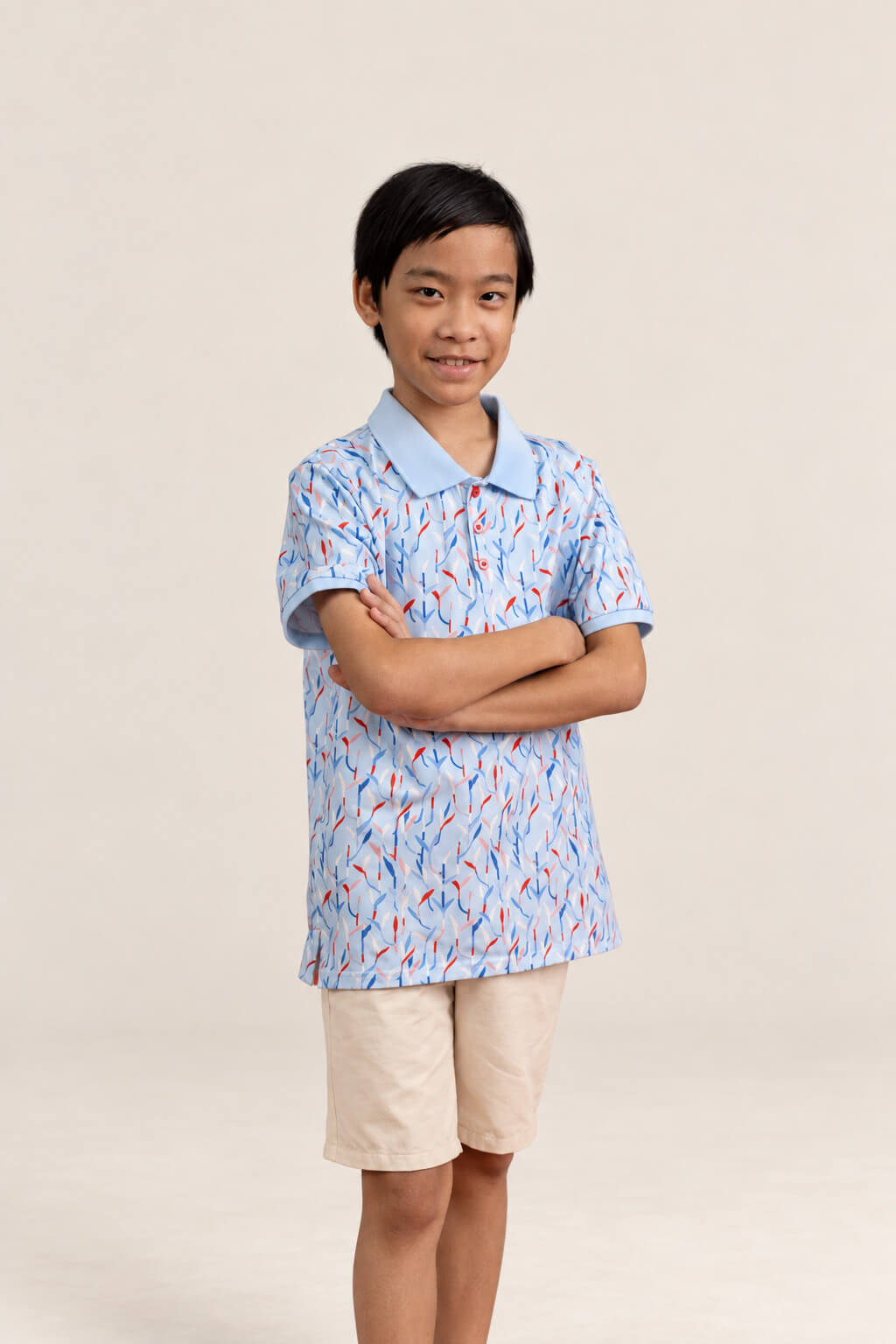 Polo Tee - Blue Lucky Bamboo